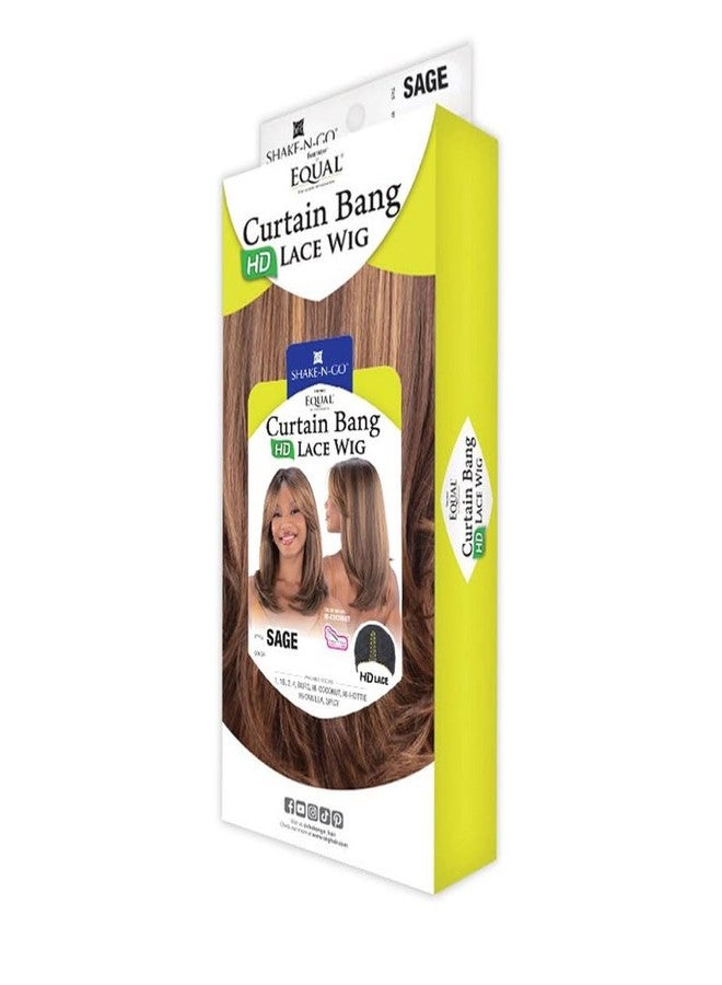 Shake-N-Go Equal Synthetic Curtain Bang Hd Lace Wig - Sage (1B OFFBLACK) - Image 5